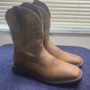 Ariat Men's Brown Leather Boots Size 10 soft toe
